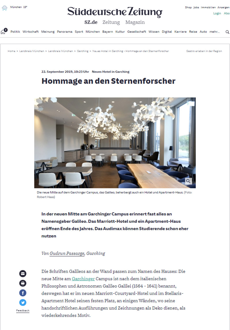 Süddeutsche Zeitung - Neues Hotel in Garching - Hommage an den Sternenforscher